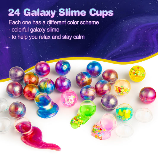 Ankyle galaxy slime ball close-up highlights soft, stretchy texture.