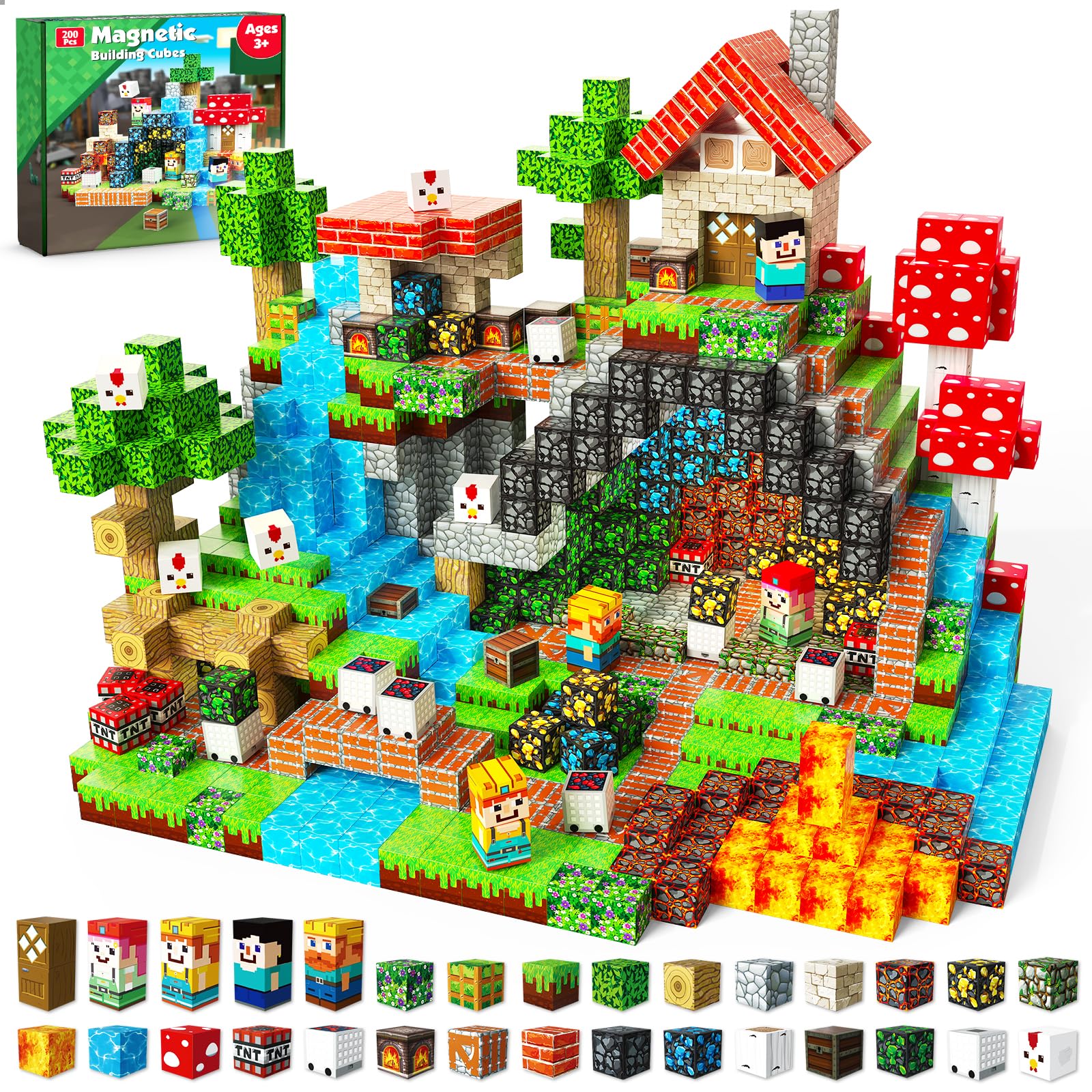 Annexfun 200pcs magnetic blocks set for creative construction and STEM learning.