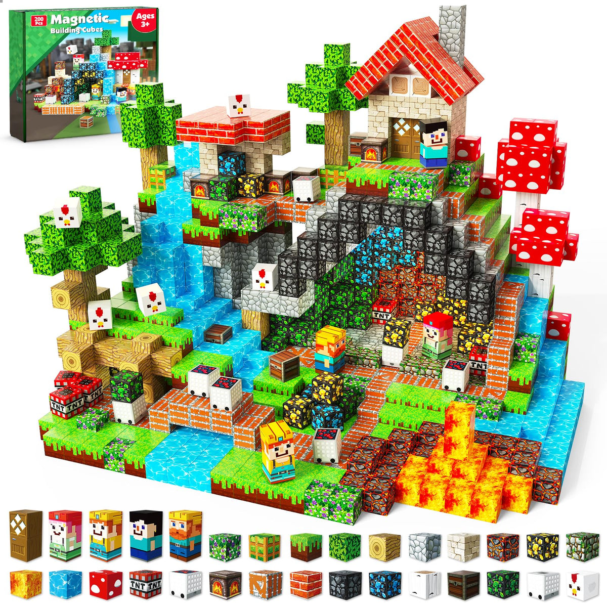 Annexfun 200pcs magnetic blocks set for creative construction and STEM learning.