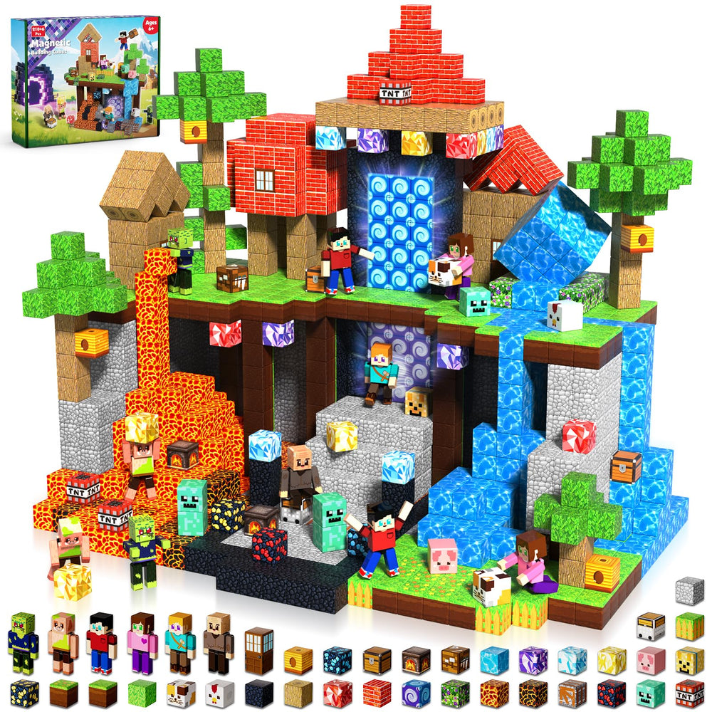 Annexfun 210pcs magnetic blocks in open box for creative building sessions