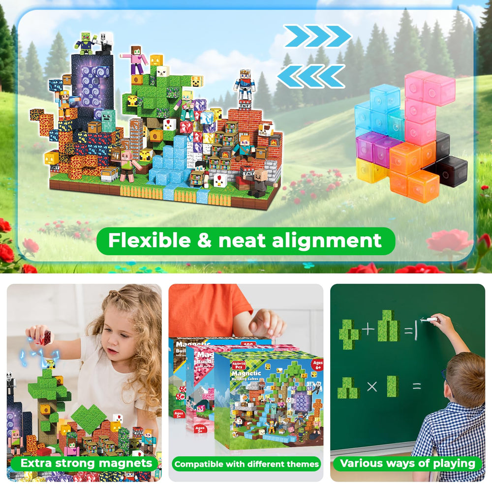 Storage tray and blocks organized for easy cleanup after play.
