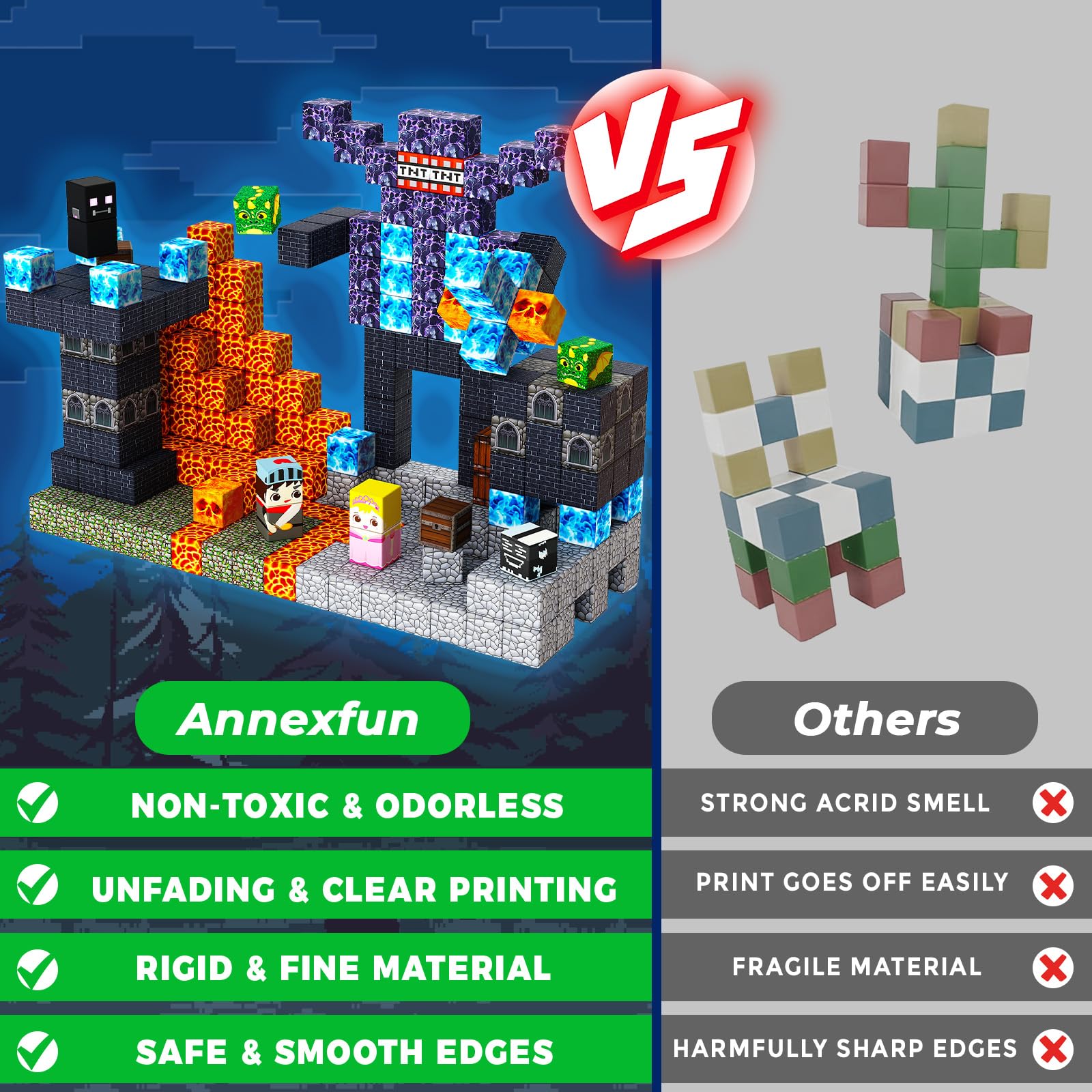 Annexfun ABS material ensures smooth edges and safe, durable building blocks.