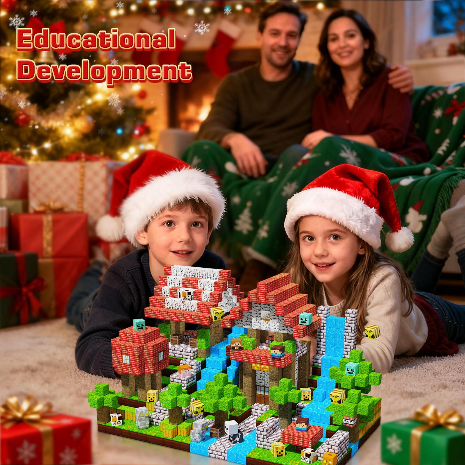 Family playtime with Annexfun magnetic blocks promoting bonding