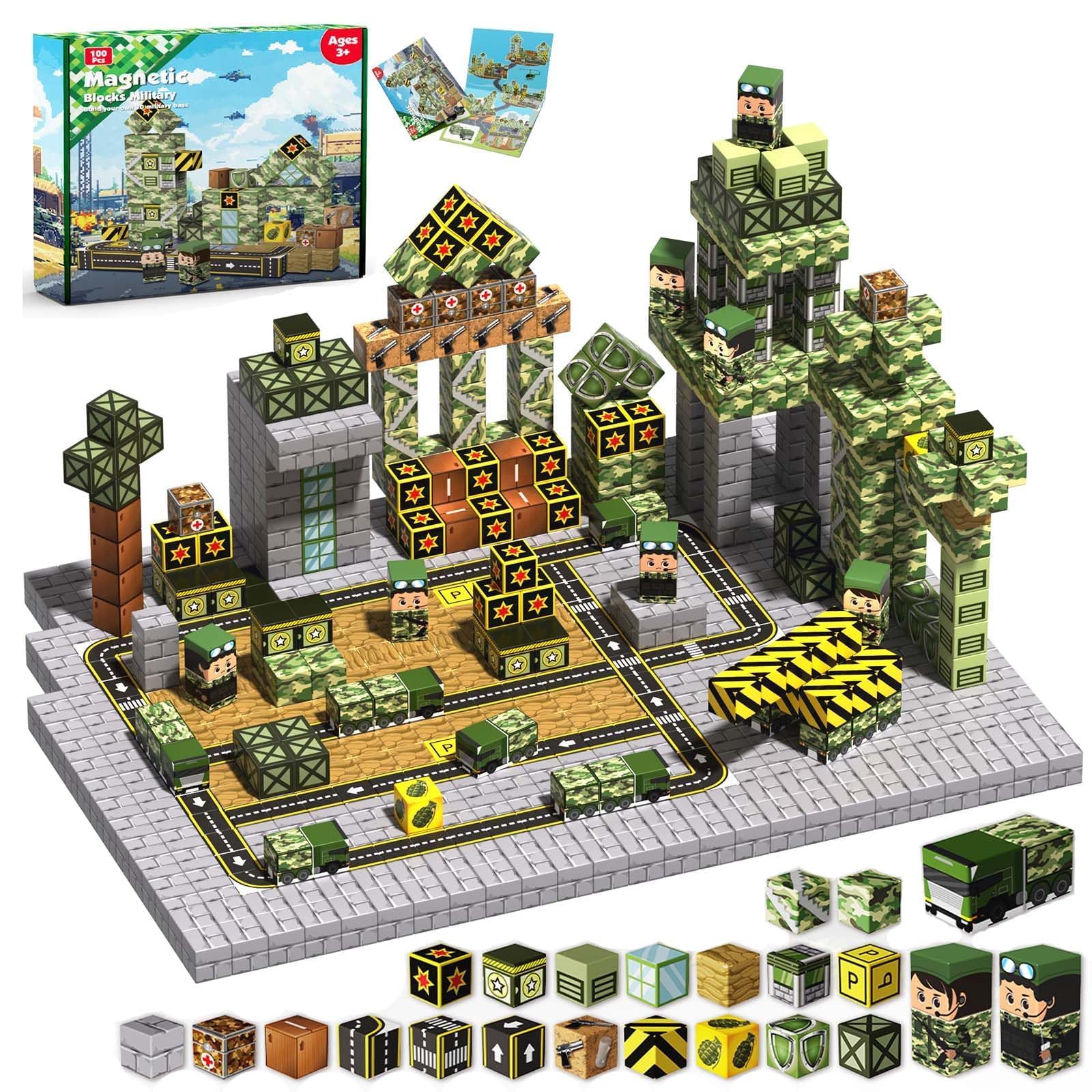 Annexfun magnetic blocks 100pcs cubes arranged for versatile building play and STEM exploration.