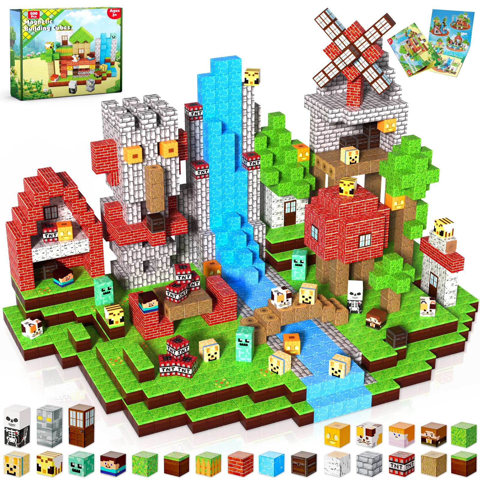 Annexfun Magnetic Blocks 200PCS package view showing colorful cubes