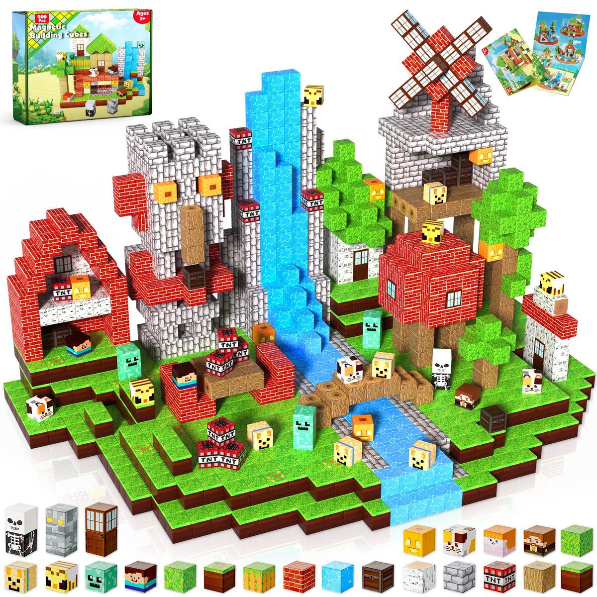 Annexfun Magnetic Blocks 200PCS package view showing colorful cubes