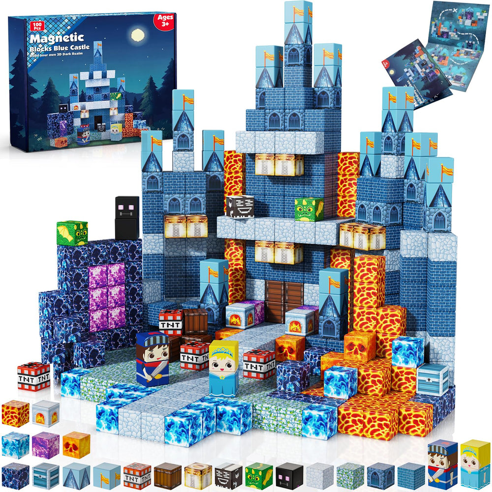 Annexfun magnetic blocks blue kingdom castle inspire imaginative play and fine motor skill building