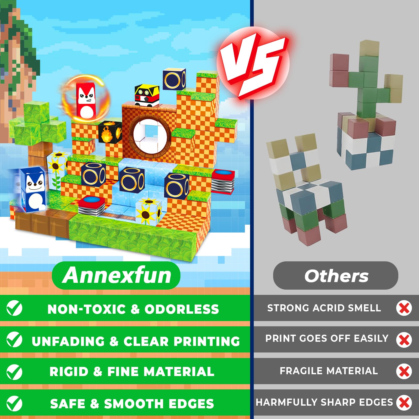 Annexfun magnetic blocks support cooperative play and early spatial reasoning.