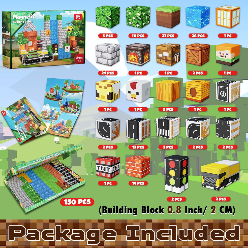 Annexfun magnetic blocks cubes-assembly: easy-to-connect cubes boost fine motor skills