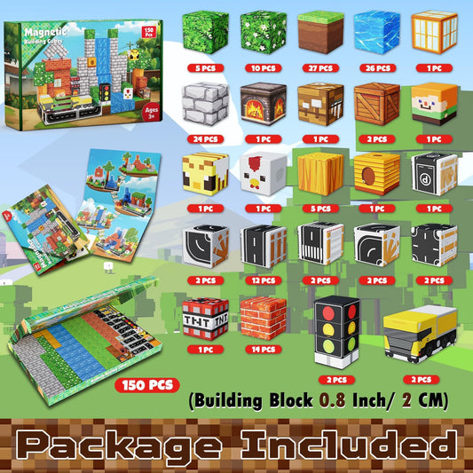 Annexfun magnetic blocks cubes-assembly: easy-to-connect cubes boost fine motor skills