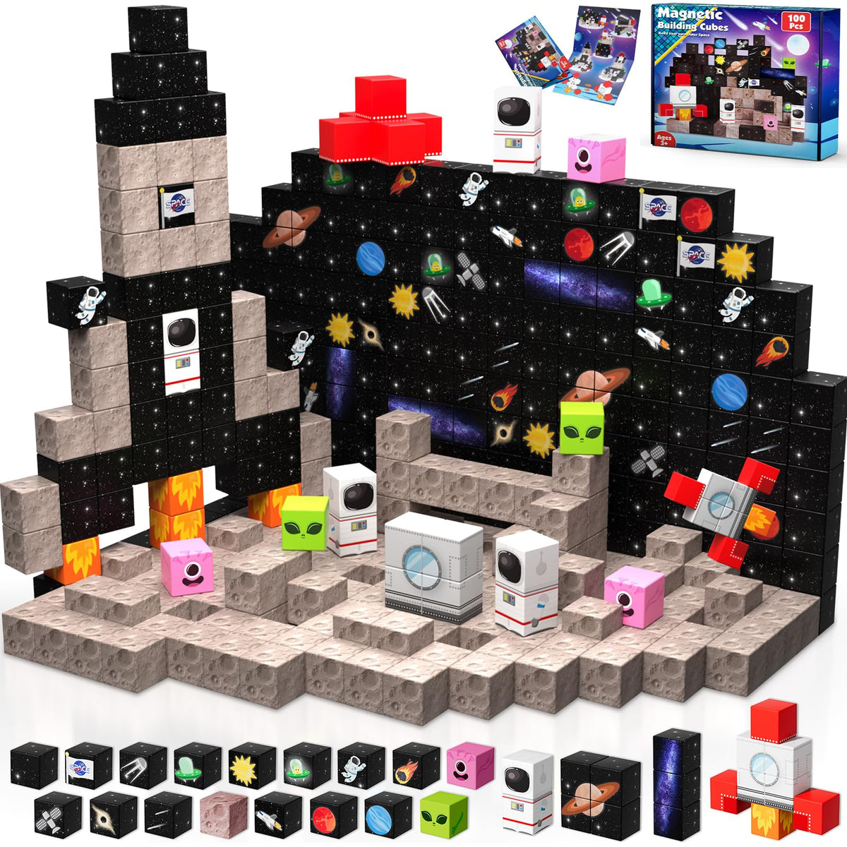 Annexfun magnetic blocks rocket assembly enhances creativity and spatial thinking during play.