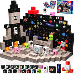 Annexfun magnetic blocks rocket assembly enhances creativity and spatial thinking during play.