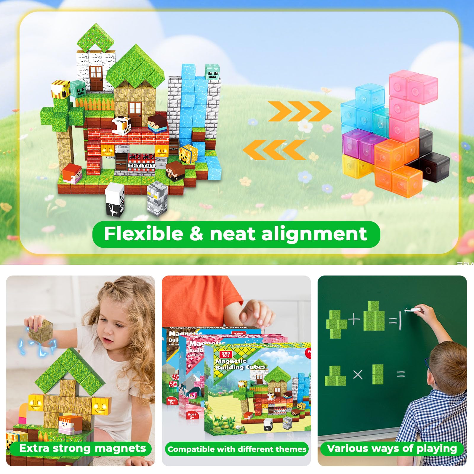 Blocks clicking together with soft rustle for sensory engagement