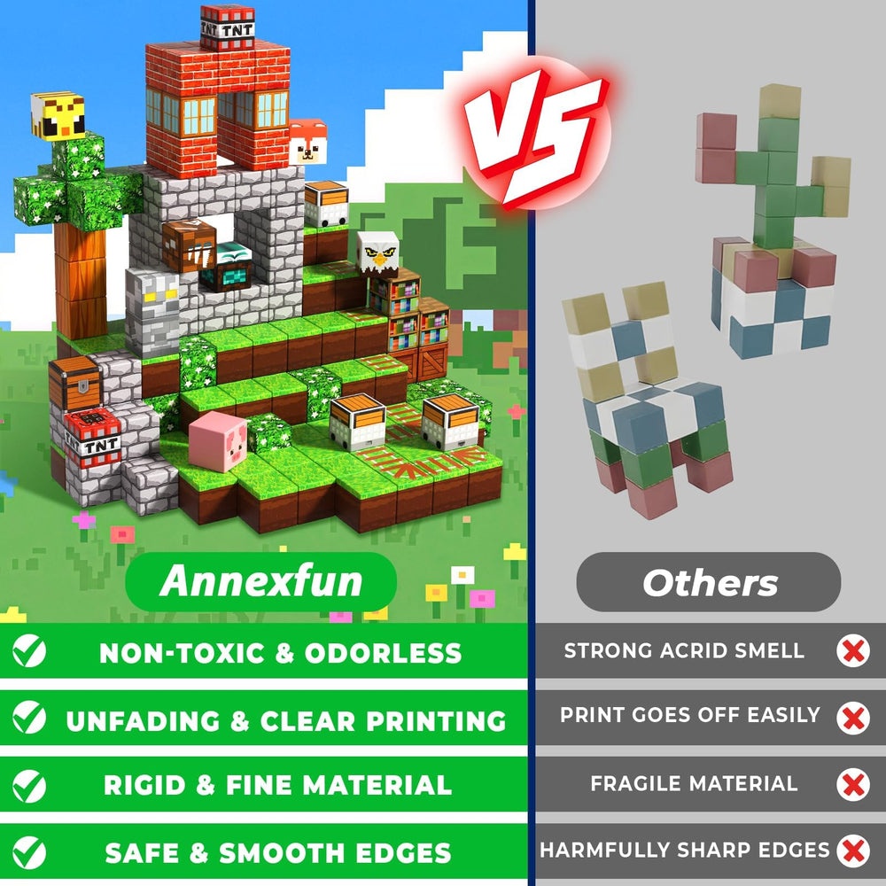 Annexfun magnets and cubes rustling sounds enhance sensory engagement during play.