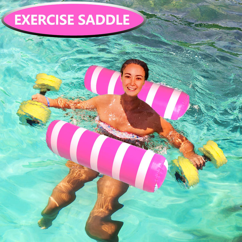 ANNIL pink-white water hammock ideal for sunny poolside relaxation.