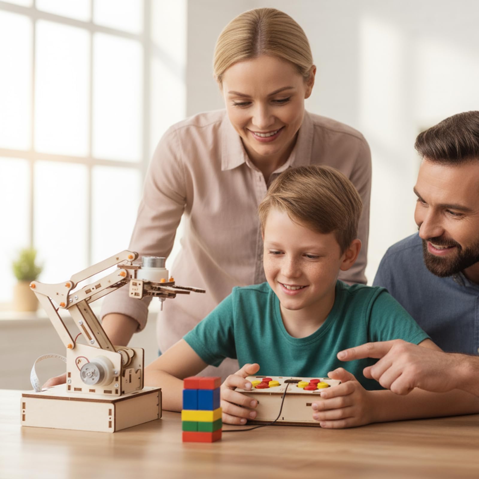 ANNISOKA robot arm kit wooden pieces offer a tactile building challenge.