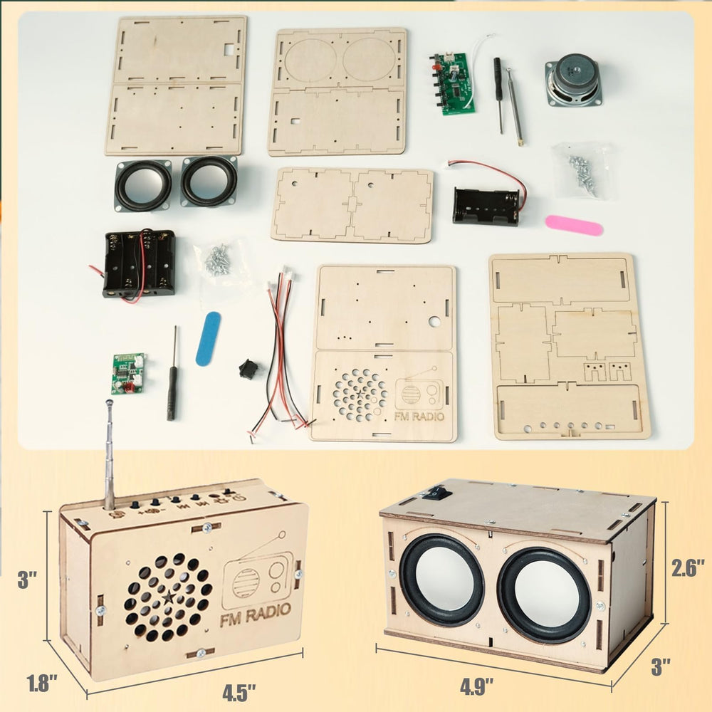 ANNISOKA wooden radio kit close-up showing components for hands-on learning.