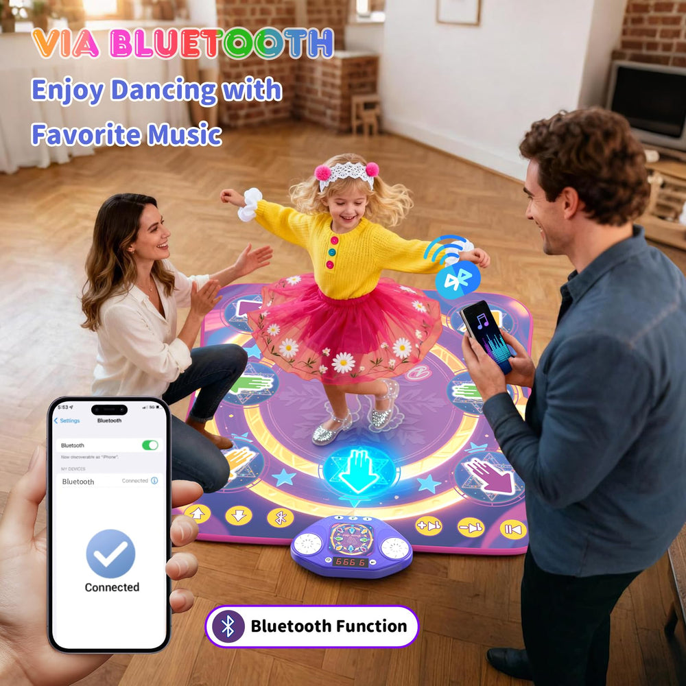 ANNKIE Dance Mat demonstrating Bluetooth connectivity for personalized music