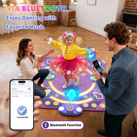 ANNKIE Dance Mat demonstrating Bluetooth connectivity for personalized music
