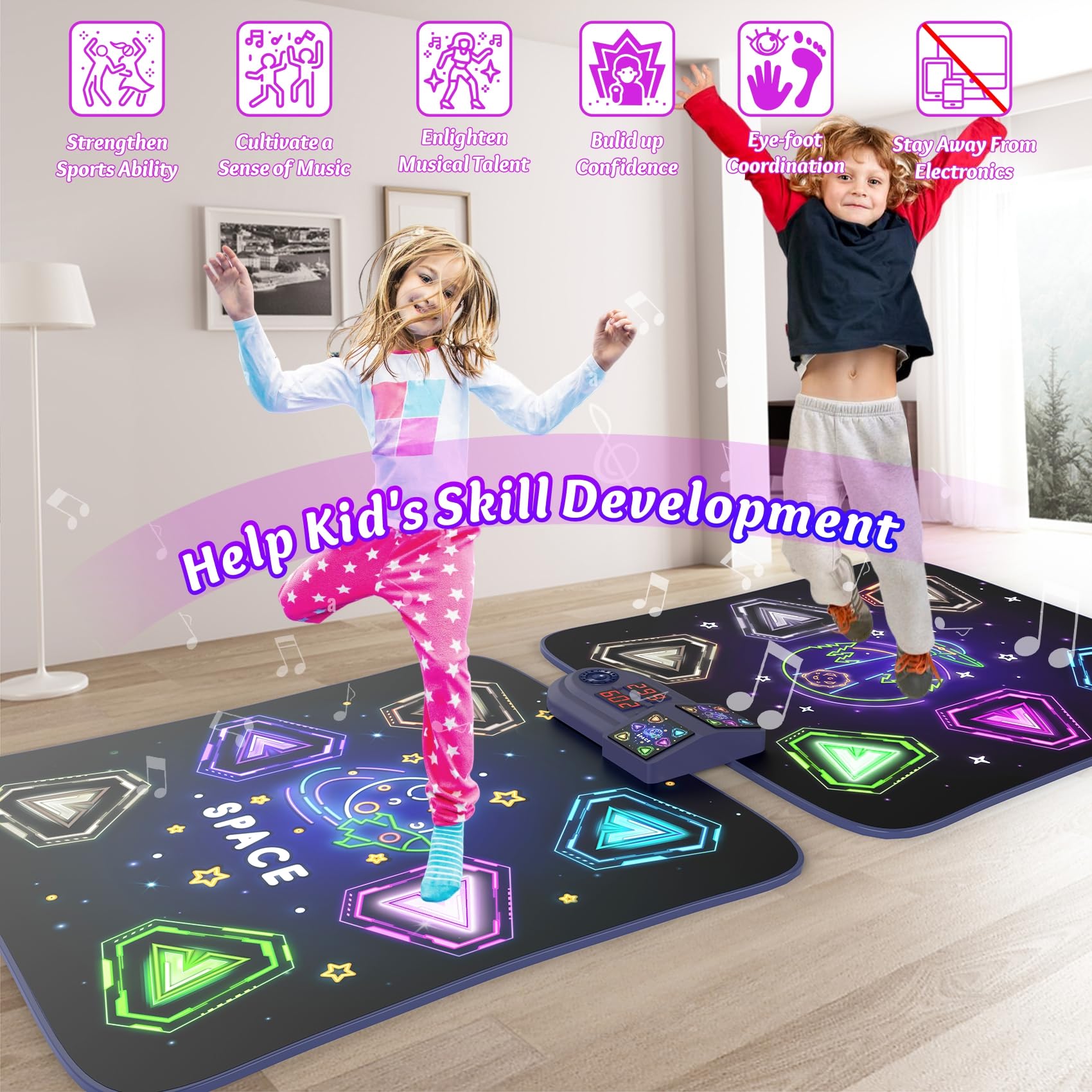 ANNKIE dance mat offers five games to boost coordination