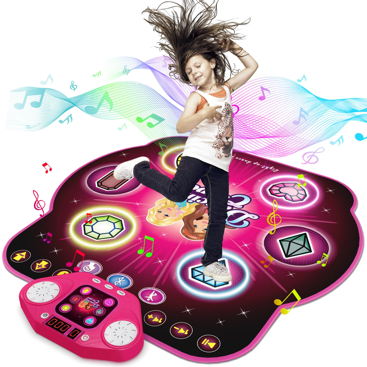 ANNKIE Dance Mat with princess glow design for imaginative play
