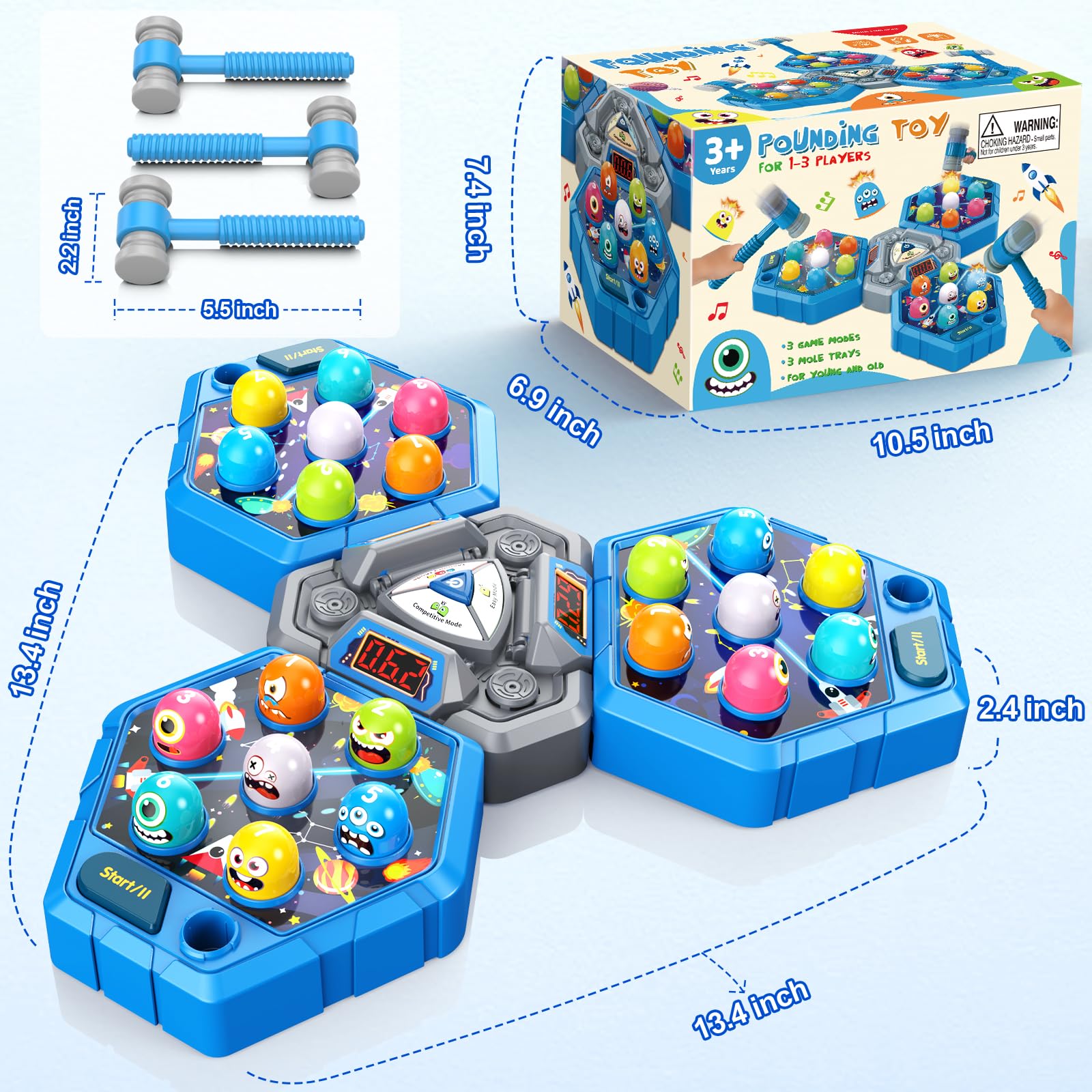 ANNKIE Whack Game Mole modes highlight cooperative play and memory challenges.
