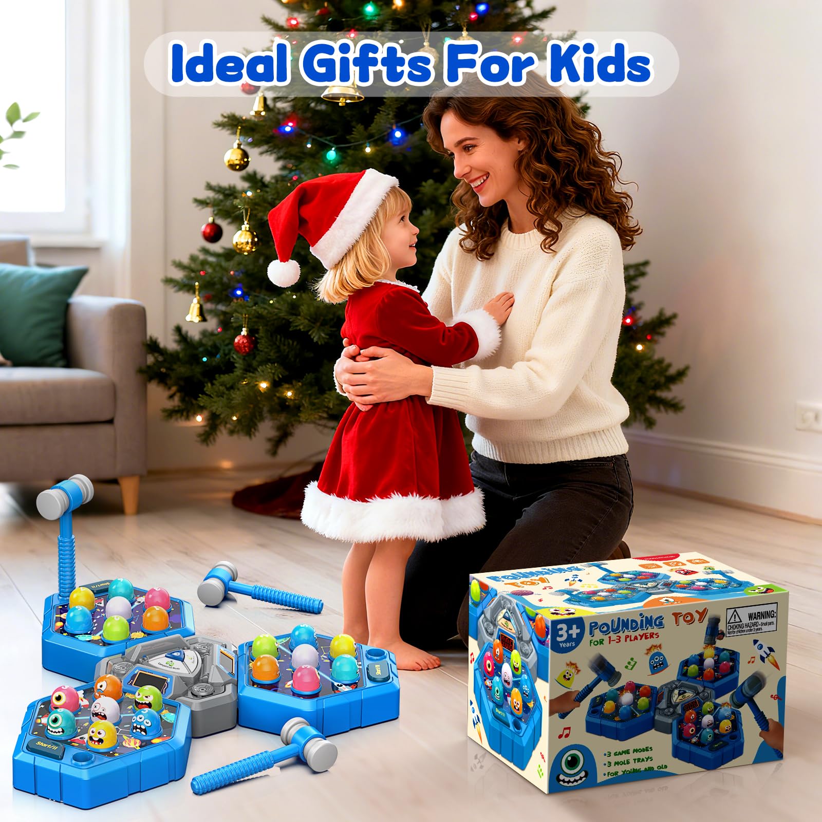 ANNKIE Whack Game Mole with colorful balls and lights for tactile fun.