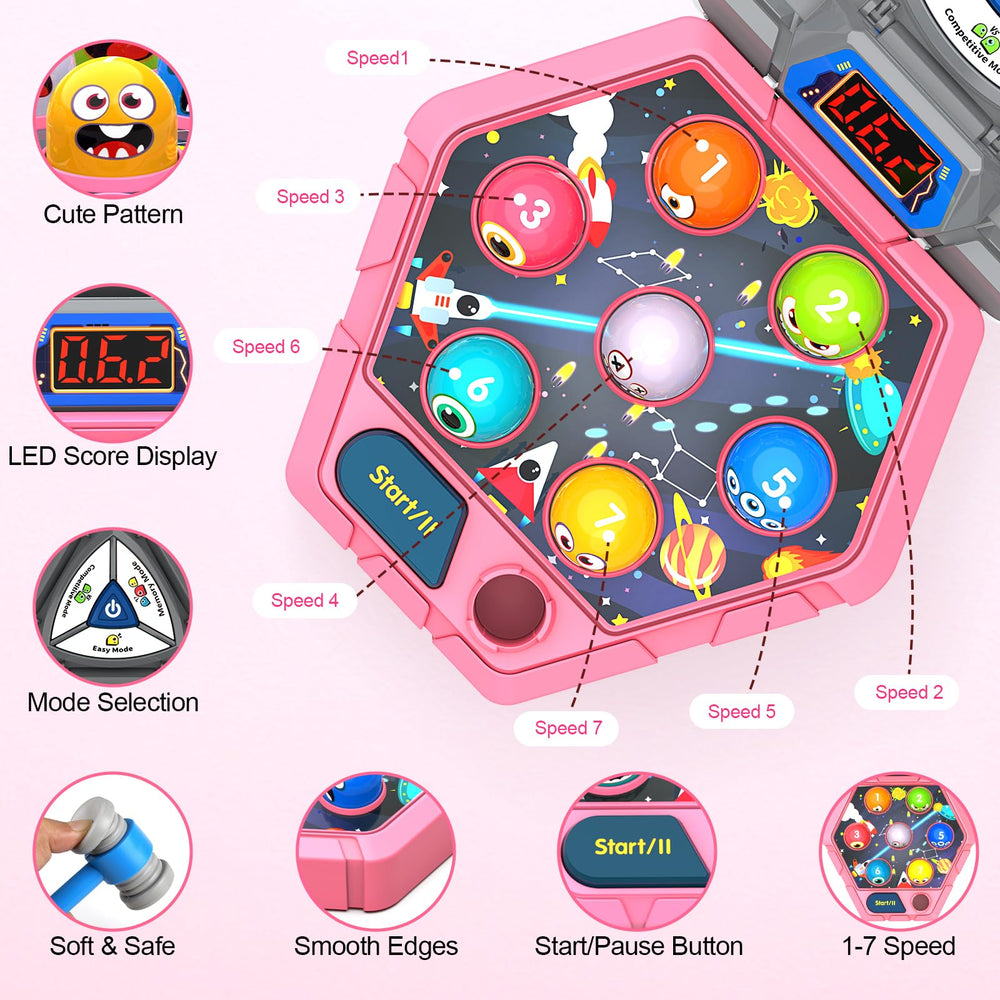 ANNKIE Whack Game Mole safety close-up highlights BPA-free ABS construction