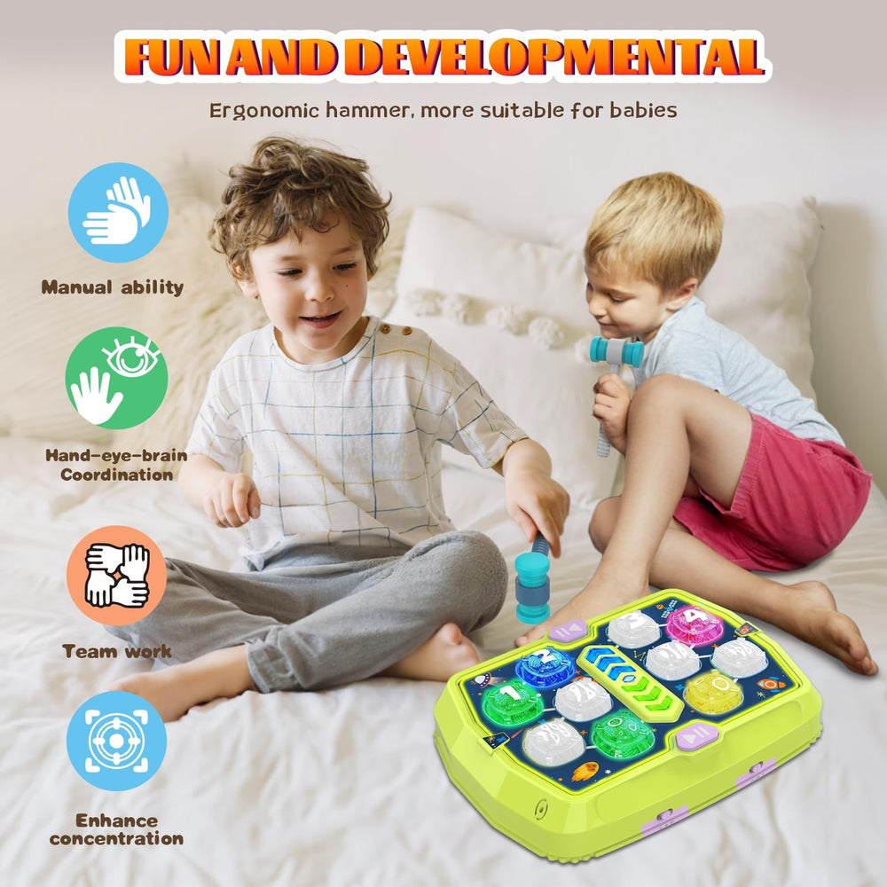 ANNKIE Whack Mole toy flashing ball closeup shows colorful lights for sensory engagement.