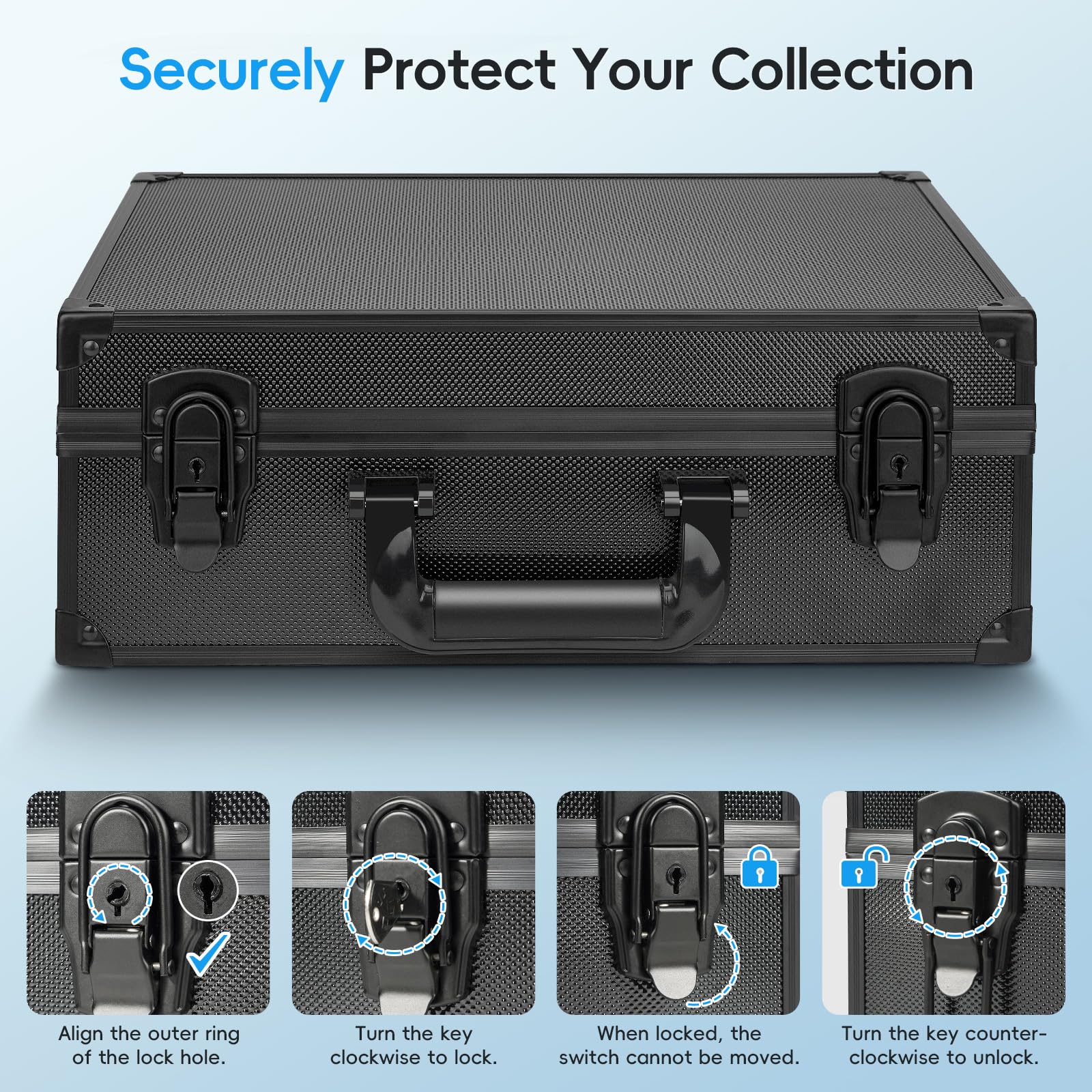 ANNLOV Toploader storage box protective frame guards against dust and moisture.