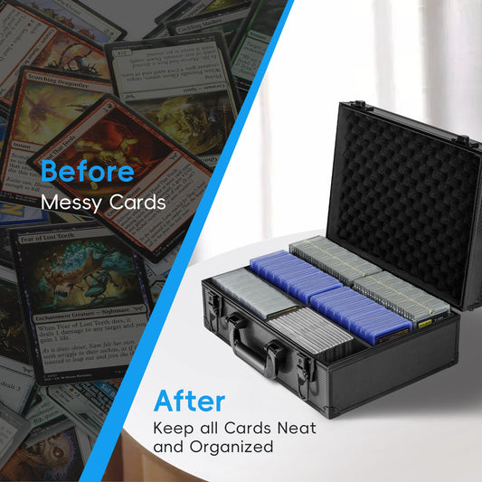 ANNLOV Toploader storage box six-slot interior keeps cards organized and accessible.