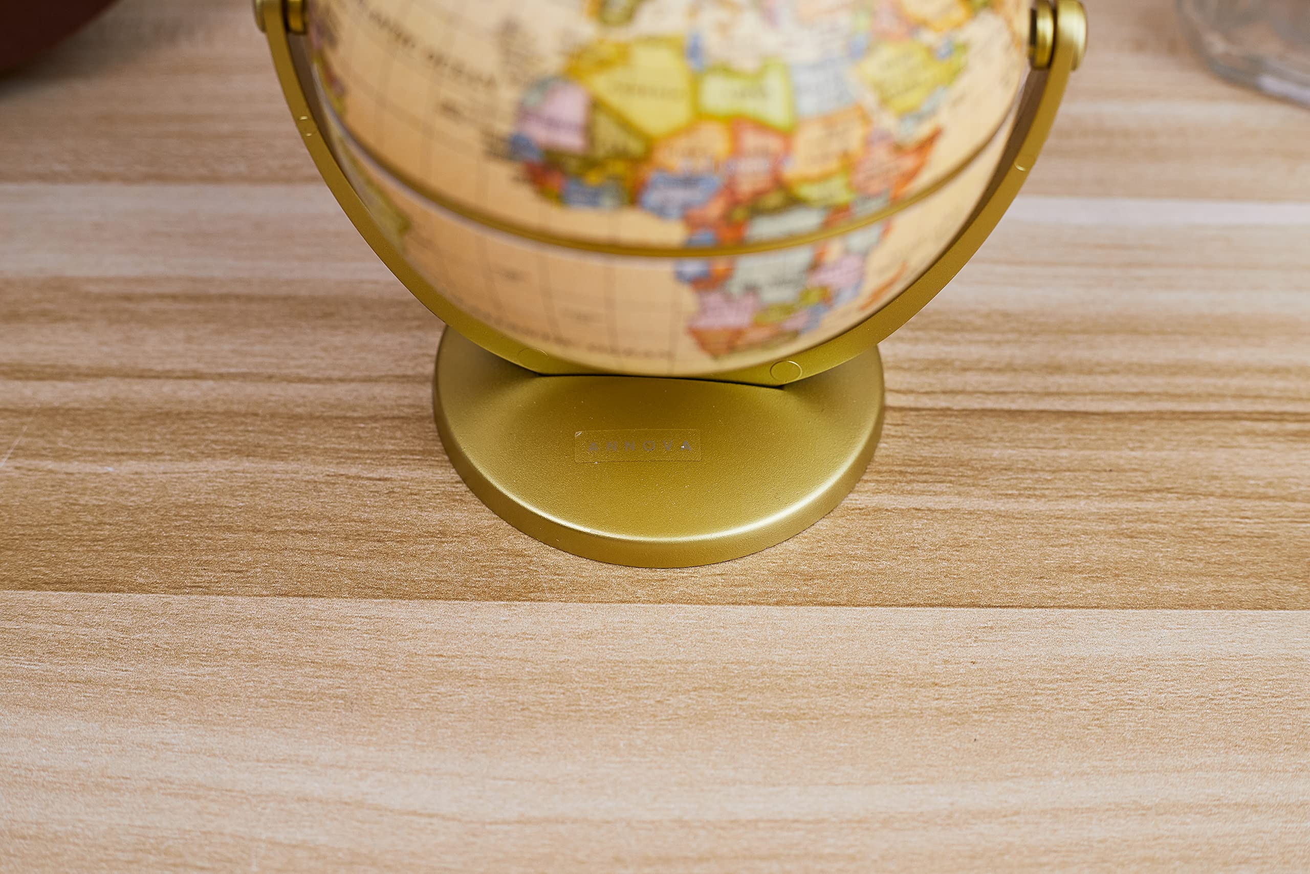 Annova Mini Antique Globe compact on a desk without crowding space