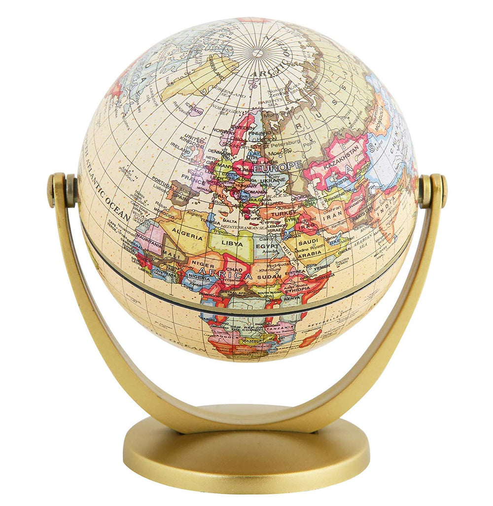 Annova Mini Antique Globe features high-quality print for clear map reading