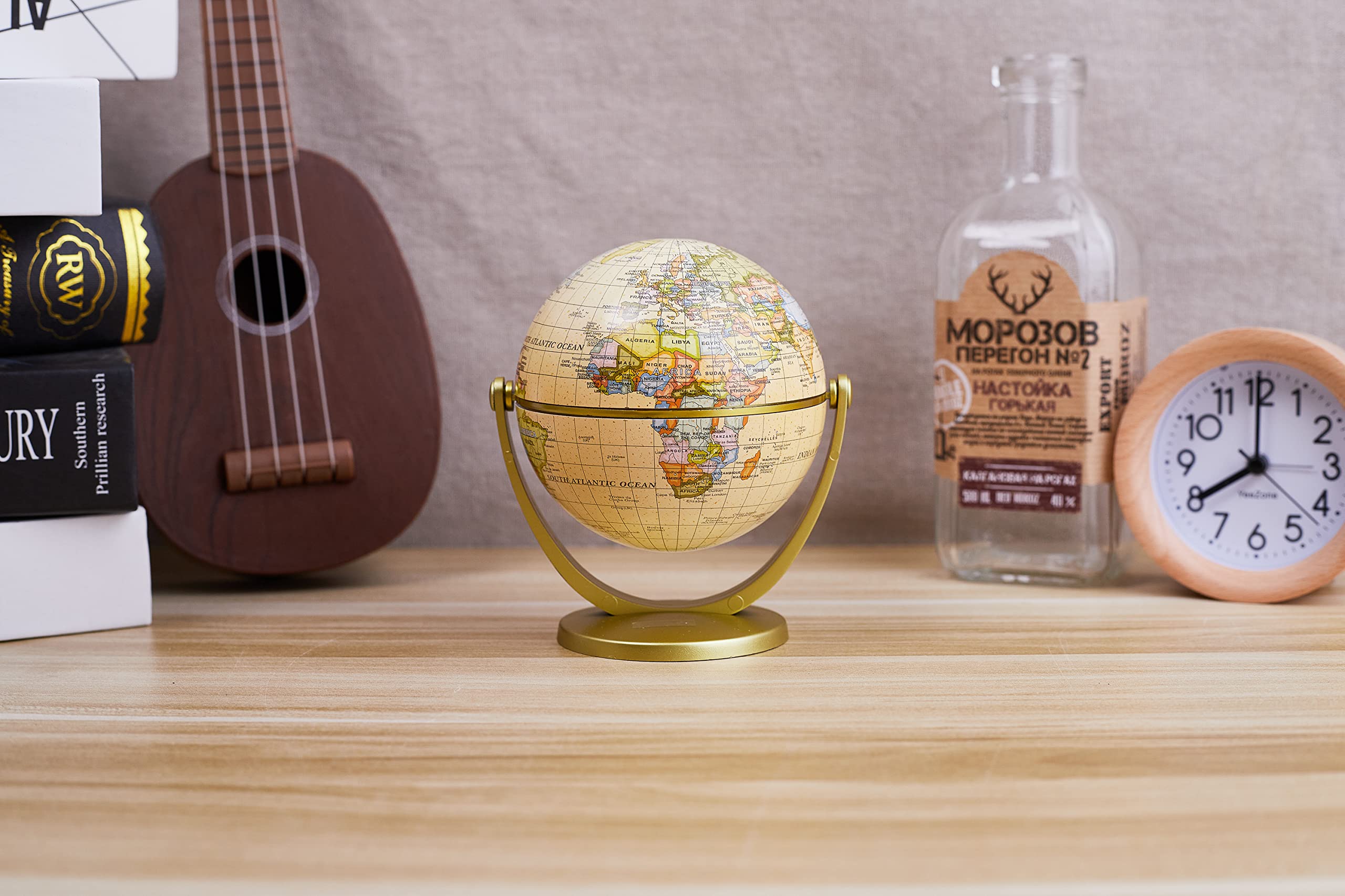 Annova Mini Antique Globe with stainless arc base for flexible viewing