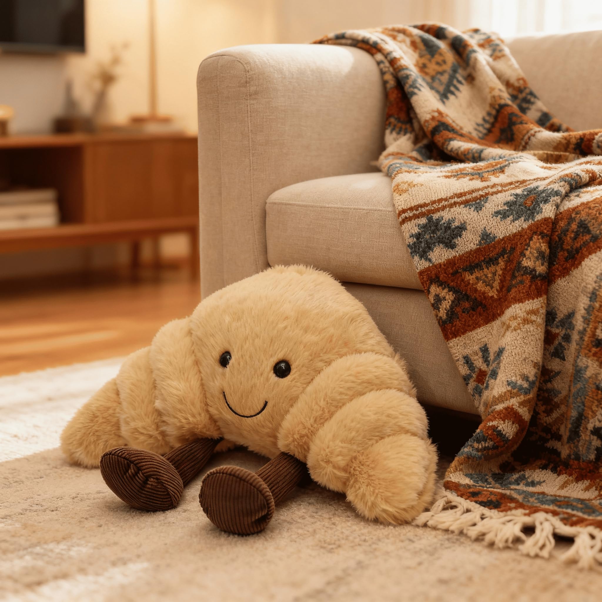 Annshein soft polyester croissant plush is durable for daily use.
