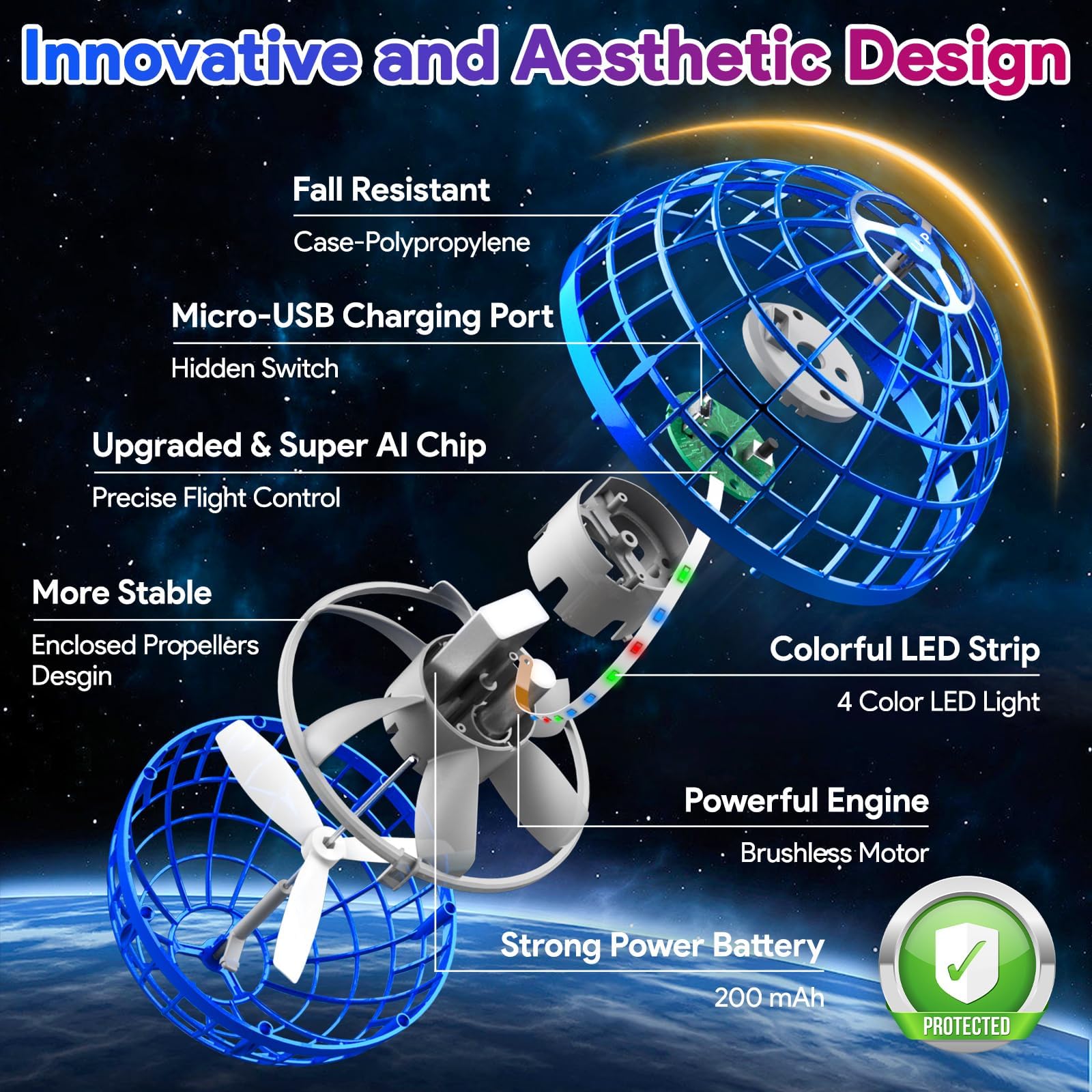 ANOEPUY Flying Orb Ball with boomerang flight for quick returns during outdoor play