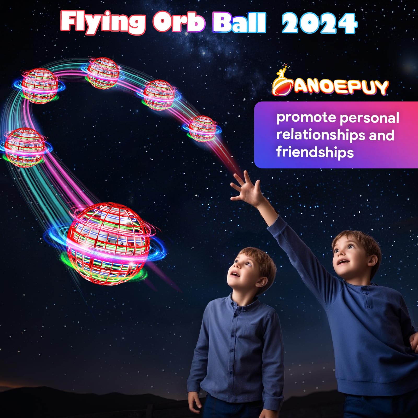 ANOEPUY Flying Orb Ball hand-throw control creates arc flight.
