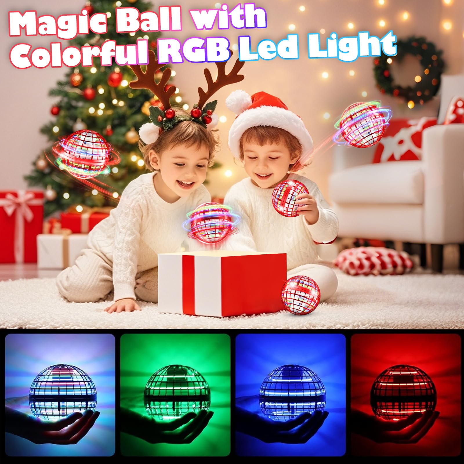 ANOEPUY Flying Orb Ball RGB light modes for indoor fun.