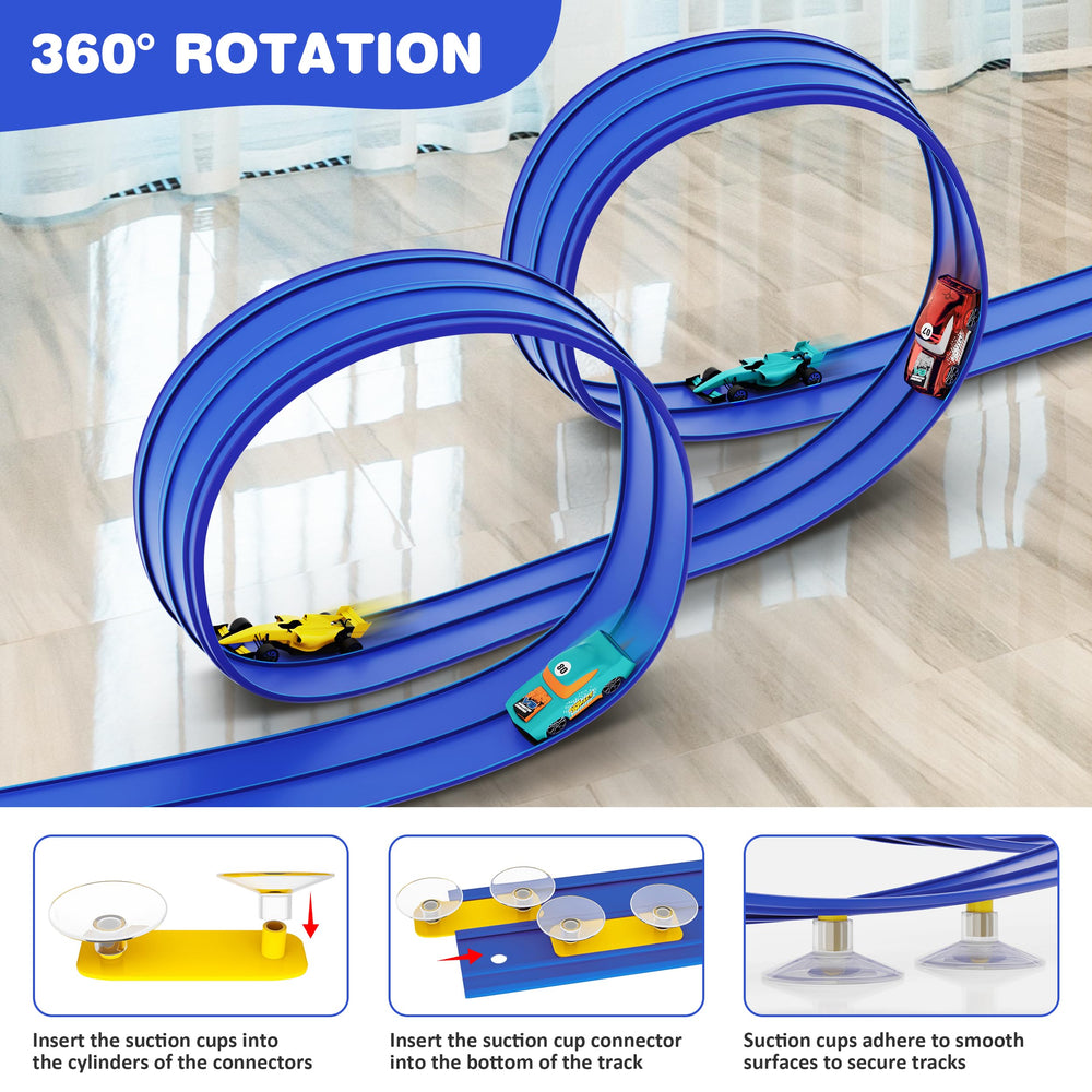 Anoozo track with suction cups demonstrates secure installation on various surfaces