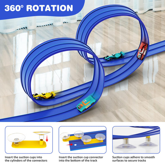 Anoozo track with suction cups demonstrates secure installation on various surfaces