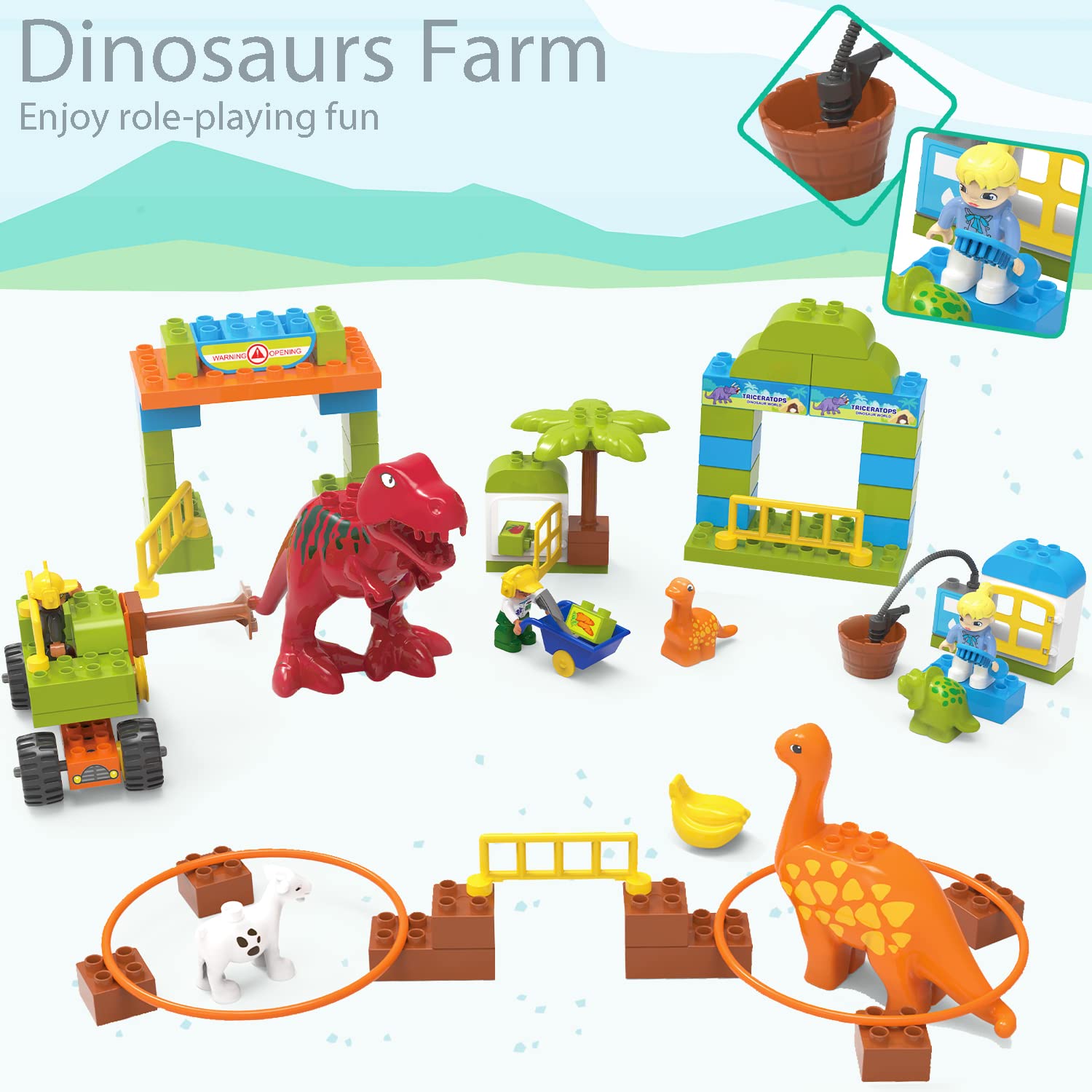 Anpcso dinosaur park building set helps kids design habitats and sequences