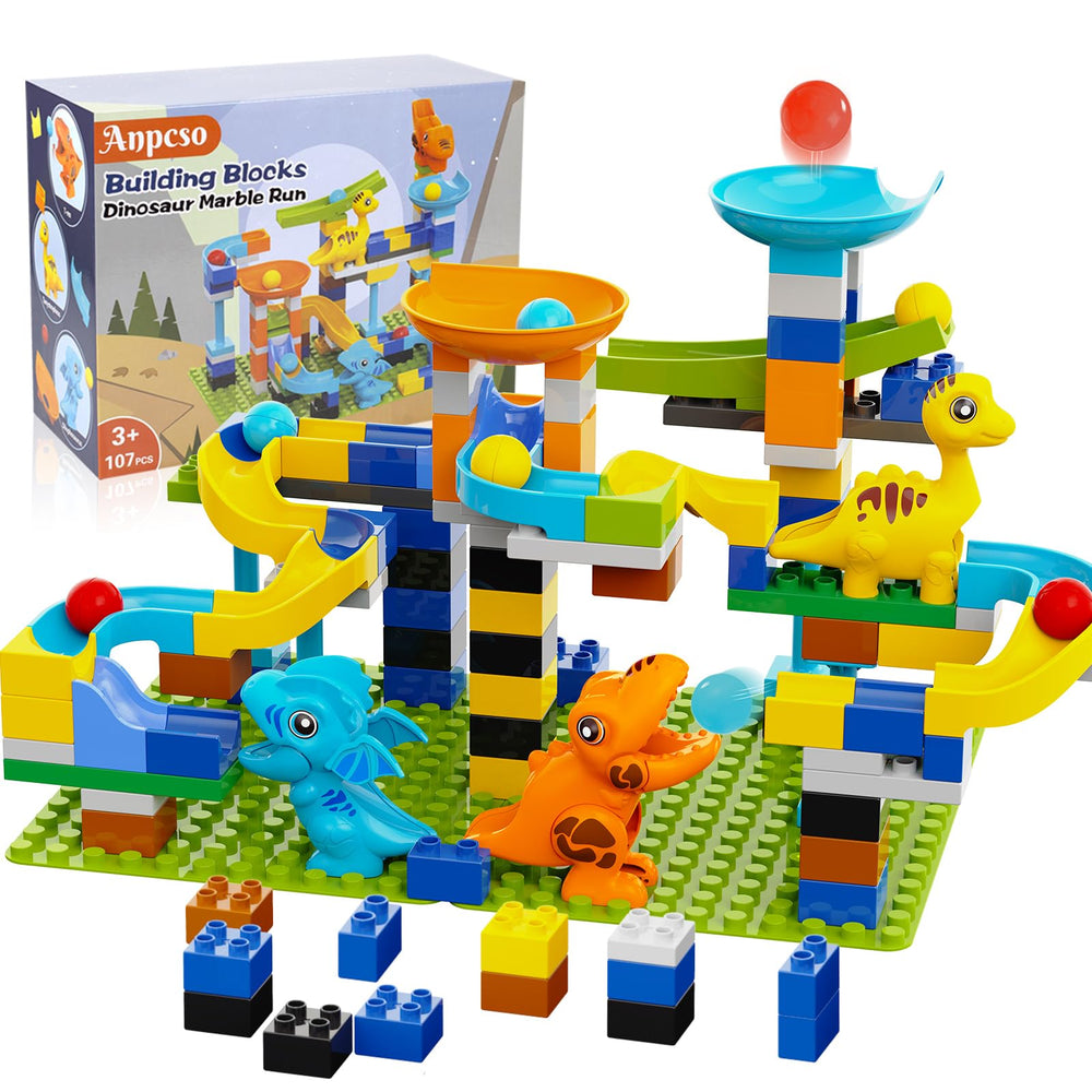 Anpcso marble run with dinosaurs track promotes creative play and fine motor skills.