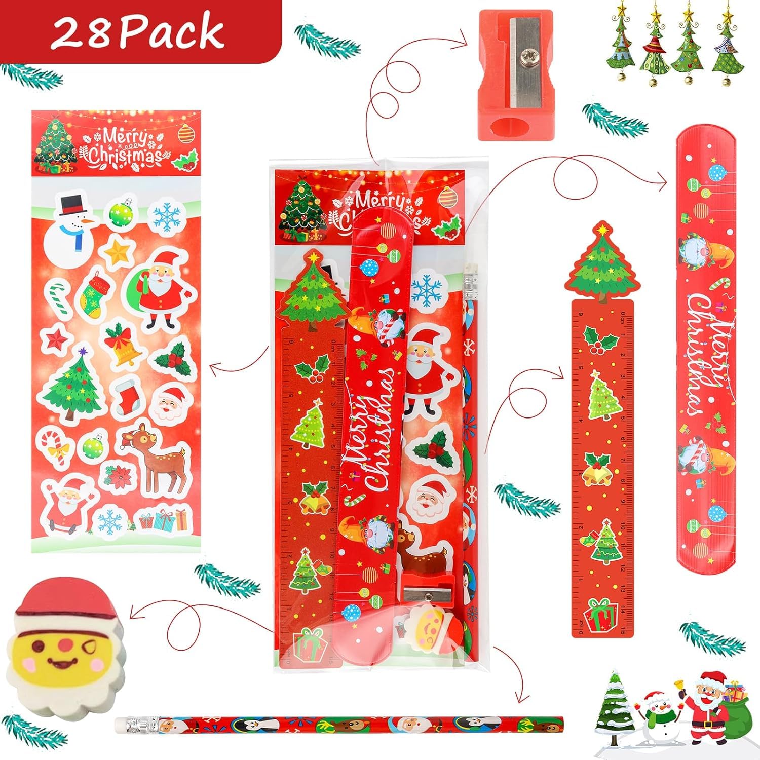 ANPHILE 28-pack Christmas bracelets for festive gift packaging