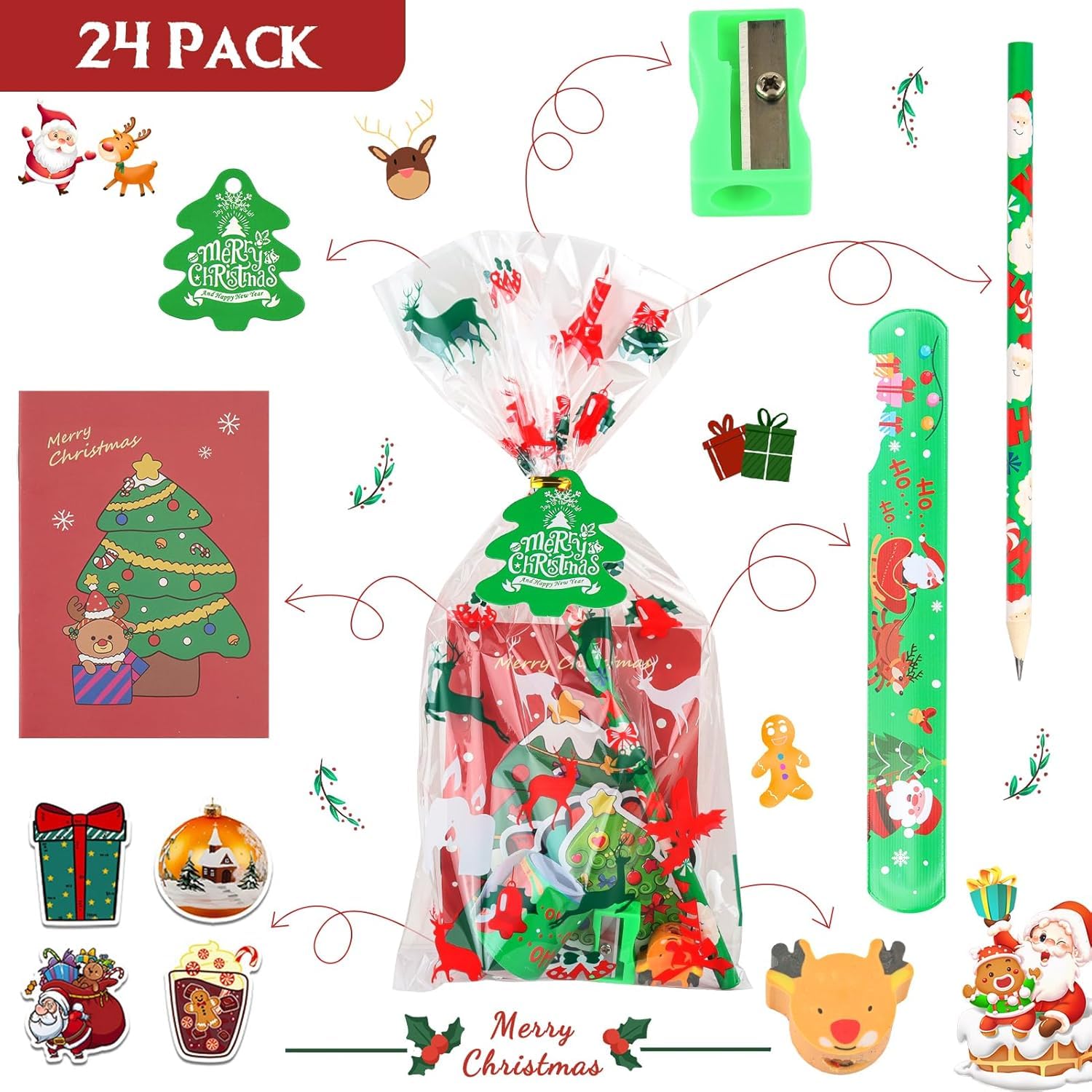 ANPHILE Christmas bracelets add playful color to school supplies.