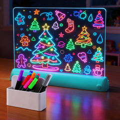 ANPHSIN wire-free acrylic LED drawing board in blue on a desk for flexible creativity