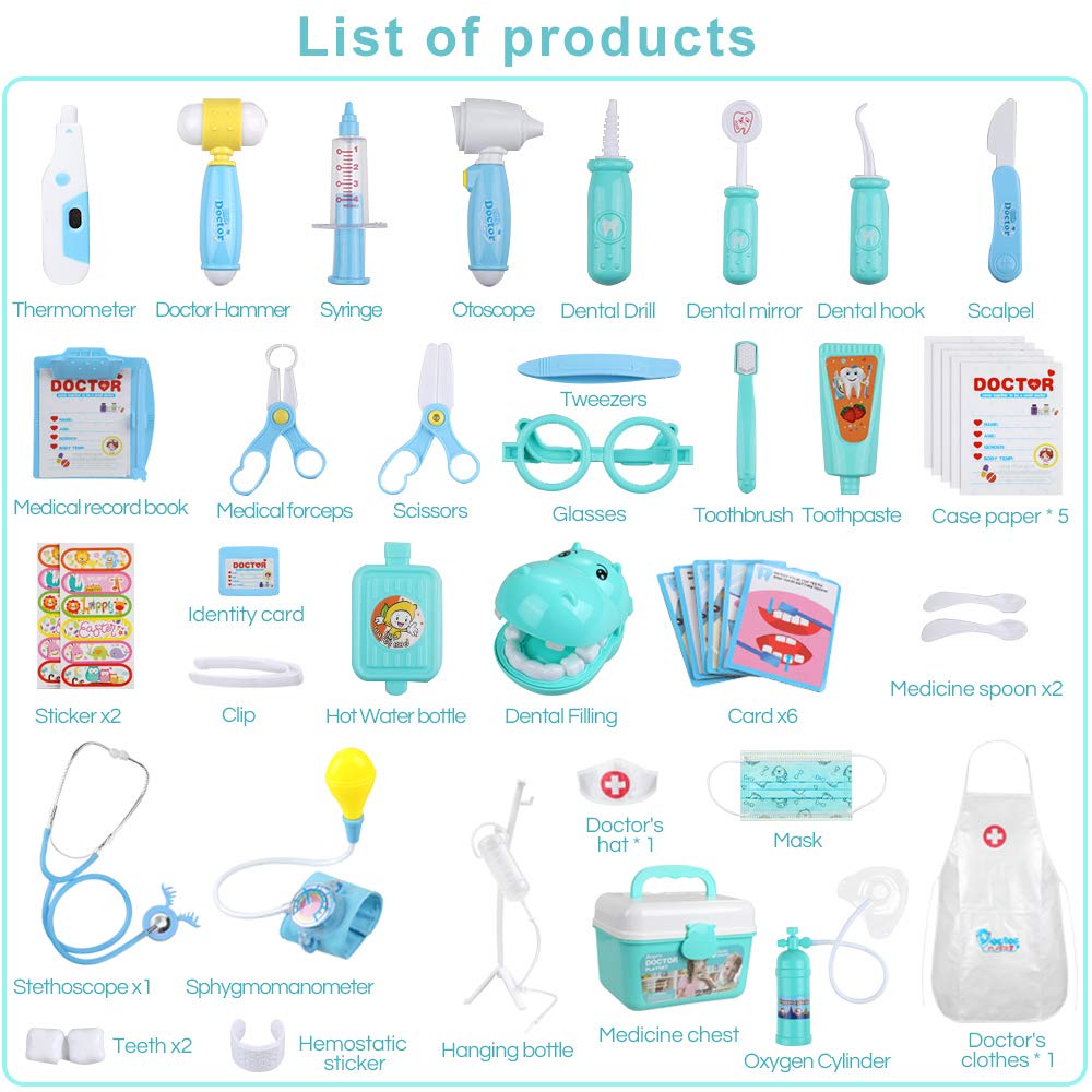 Anpro 46Pcs kids doctor tools carry case inspires organized imaginative healthcare play.