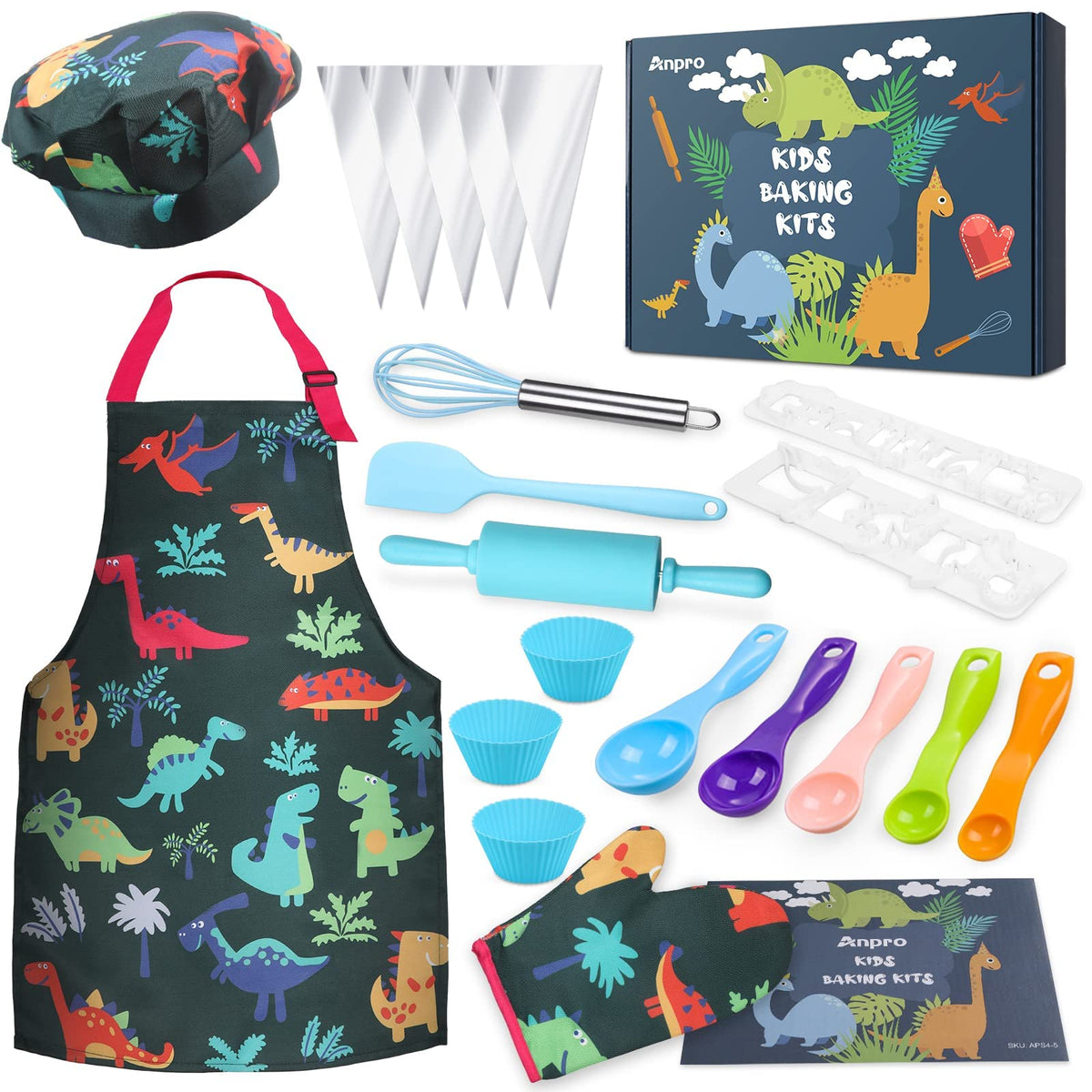 Anpro complete kids cooking set with apron boosts imaginative play and hands-on learning in the kitchen.