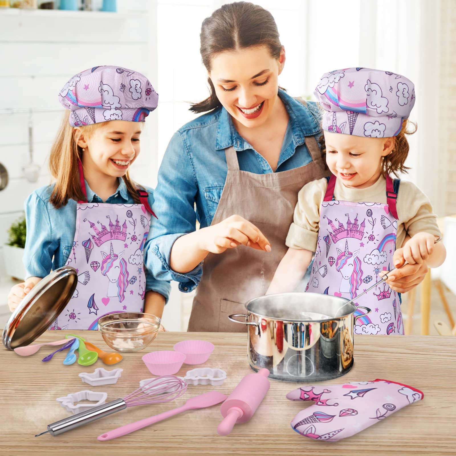 Anpro measuring cups and spatula helping kids follow recipes and practice accuracy