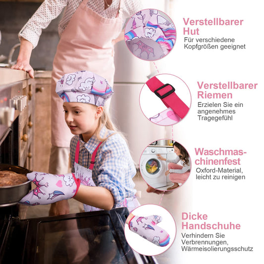 Anpro kid oven mitts protecting hands during pretend baking and real cooking
