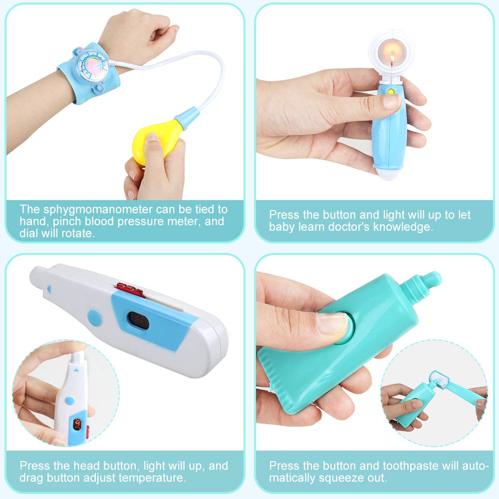 Anpro kids medical thermometer toy enhances realistic play and health awareness.